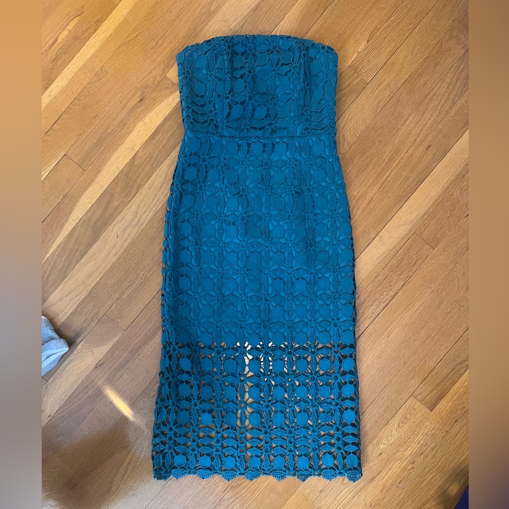 Petal & Pup Teal Midi Lace Dress